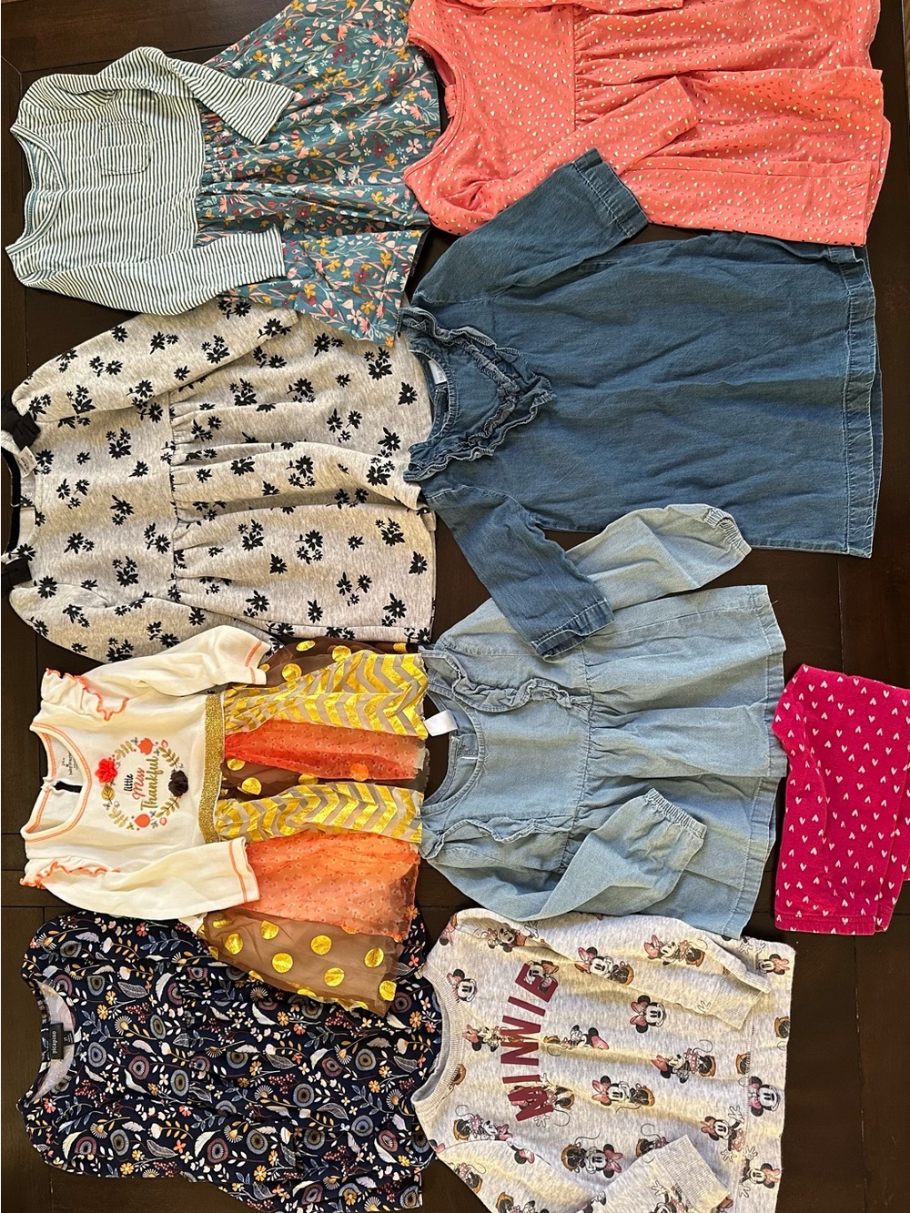 Bundle of Toddler Girl Dresses size 24 months 2T Denim, Coral, Floral